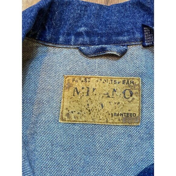 Vintage Milano Bay Team Shelby Blue Denim Jacket Large 100% Cotton - Picture 4 of 9